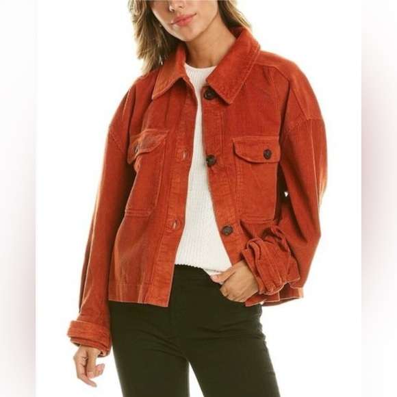 Avec Les Filles‎ Rust Corduroy Shacket Cropped Shacket Relaxed Utility - Picture 1 of 10